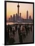 Tai-Chi on the Bund, Oriental Pearl TV Tower and High Rises, Shanghai, China-Keren Su-Framed Photographic Print