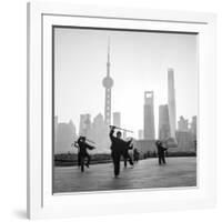 Tai Chi on the Bund (With Pudong Skyline Behind), Shanghai, China-Jon Arnold-Framed Photographic Print