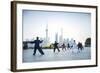 Tai Chi on the Bund (With Pudong Skyline Behind), Shanghai, China-Jon Arnold-Framed Photographic Print