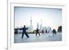 Tai Chi on the Bund (With Pudong Skyline Behind), Shanghai, China-Jon Arnold-Framed Photographic Print