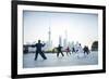 Tai Chi on the Bund (With Pudong Skyline Behind), Shanghai, China-Jon Arnold-Framed Photographic Print