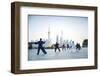 Tai Chi on the Bund (With Pudong Skyline Behind), Shanghai, China-Jon Arnold-Framed Premium Photographic Print