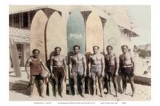 Hawaiian Duke Kahanamoku and his Brothers with Surfboards at Waikiki Beach, Hawaii-Tai Sing Loo-Laminated Art Print