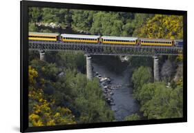 Taieri Gorge Train Crossing Taieri River, South Island, New Zealand-David Wall-Framed Photographic Print