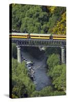 Taieri Gorge Train Crossing Taieri River, South Island, New Zealand-David Wall-Stretched Canvas