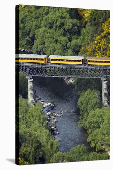 Taieri Gorge Train Crossing Taieri River, South Island, New Zealand-David Wall-Stretched Canvas