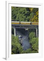 Taieri Gorge Train Crossing Taieri River, South Island, New Zealand-David Wall-Framed Photographic Print