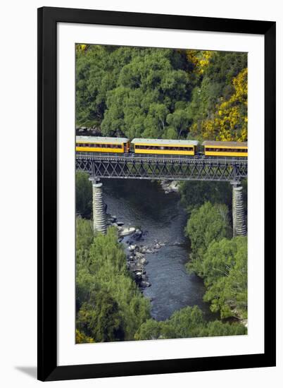 Taieri Gorge Train Crossing Taieri River, South Island, New Zealand-David Wall-Framed Photographic Print