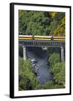 Taieri Gorge Train Crossing Taieri River, South Island, New Zealand-David Wall-Framed Photographic Print