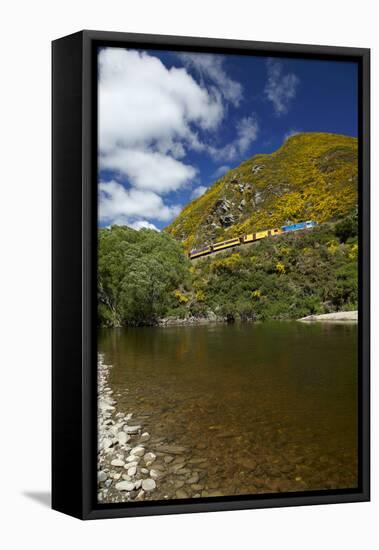 Taieri River and Taieri Gorge Train, South Island, New Zealand-David Wall-Framed Stretched Canvas