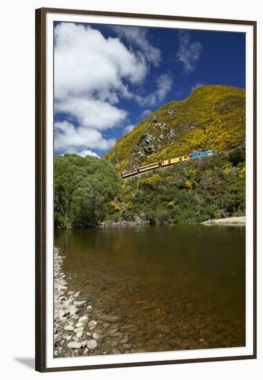 Taieri River and Taieri Gorge Train, South Island, New Zealand-David Wall-Framed Premium Photographic Print