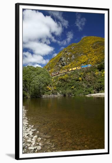 Taieri River and Taieri Gorge Train, South Island, New Zealand-David Wall-Framed Premium Photographic Print