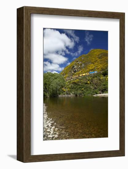 Taieri River and Taieri Gorge Train, South Island, New Zealand-David Wall-Framed Photographic Print