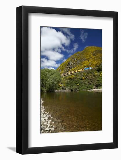 Taieri River and Taieri Gorge Train, South Island, New Zealand-David Wall-Framed Photographic Print
