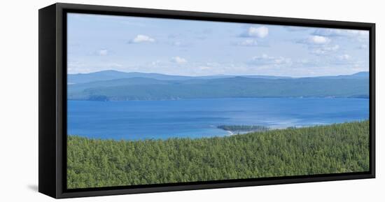 Taiga and Hovsgol Lake seen from above, Hovsgol province, Mongolia, Central Asia, Asia-Francesco Vaninetti-Framed Stretched Canvas