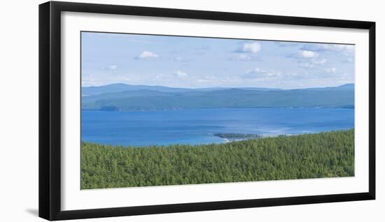 Taiga and Hovsgol Lake seen from above, Hovsgol province, Mongolia, Central Asia, Asia-Francesco Vaninetti-Framed Photographic Print