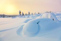 Winter Sundown in Forest and River with Beautiful Misty Fog, Fantastic Winter Nature Landscape, Wal-Taiga-Photographic Print