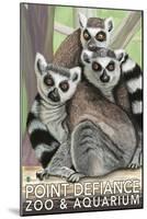 Tailed Lemurs, Point Defiance Zoo and Aquarium-Lantern Press-Mounted Art Print