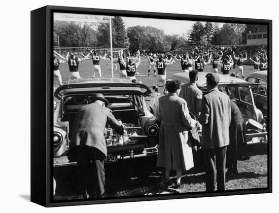 Tailgate Picnic for Spectators at Amherst College Prior to Football Game-null-Framed Stretched Canvas