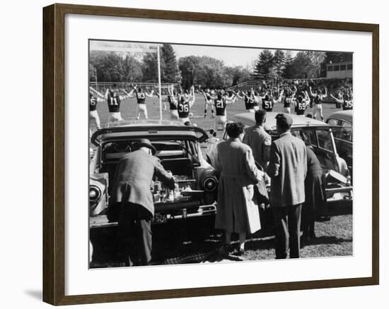 Tailgate Picnic for Spectators at Amherst College Prior to Football Game-null-Framed Photographic Print