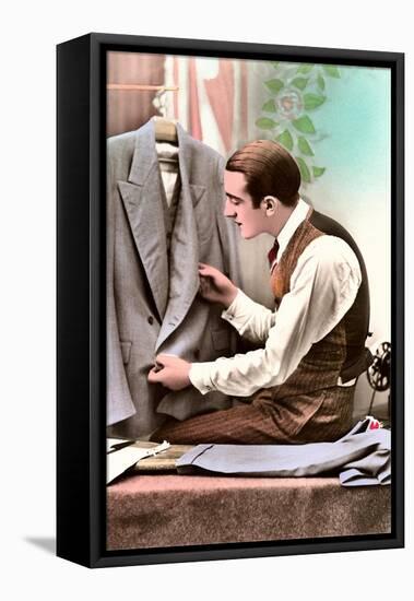 Tailor Examining Work-null-Framed Stretched Canvas