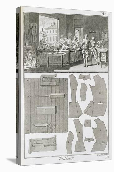 Tailor's Workshop and Patterns, from the 'Encyclopedie Des Sciences et Metiers' by Denis Diderot-null-Stretched Canvas