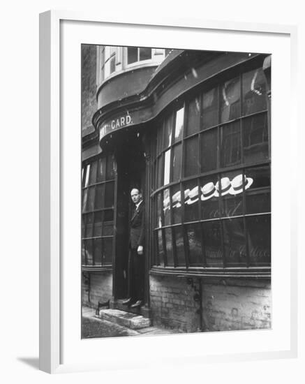 Tailor to All the Gentlemen of Winchester College Albert Gard, Standing in the Doorway of His Store-Cornell Capa-Framed Photographic Print