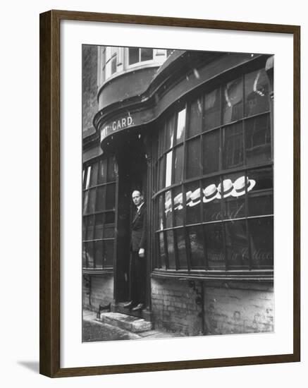 Tailor to All the Gentlemen of Winchester College Albert Gard, Standing in the Doorway of His Store-Cornell Capa-Framed Photographic Print