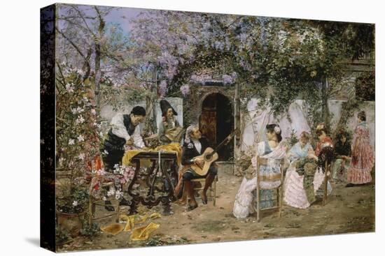 Tailors and Guitarist in the Garden-Jose Gallegos Y Arnosa-Stretched Canvas