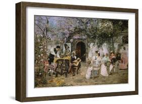 Tailors and Guitarist in the Garden-Jose Gallegos Y Arnosa-Framed Giclee Print