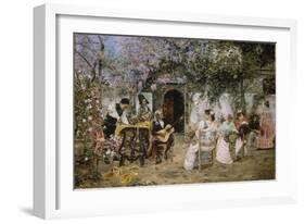 Tailors and Guitarist in the Garden-Jose Gallegos Y Arnosa-Framed Giclee Print