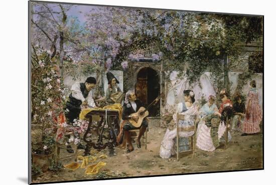 Tailors and Guitarist in the Garden-Jose Gallegos Y Arnosa-Mounted Giclee Print