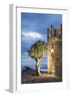 Tainaron Blue Retreat in Mani, Greece. Exterior View of an Alcove in a Stone Wall and a Tree-George Meitner-Framed Photographic Print