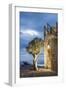 Tainaron Blue Retreat in Mani, Greece. Exterior View of an Alcove in a Stone Wall and a Tree-George Meitner-Framed Photographic Print