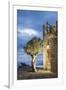 Tainaron Blue Retreat in Mani, Greece. Exterior View of an Alcove in a Stone Wall and a Tree-George Meitner-Framed Photographic Print