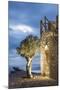 Tainaron Blue Retreat in Mani, Greece. Exterior View of an Alcove in a Stone Wall and a Tree-George Meitner-Mounted Photographic Print