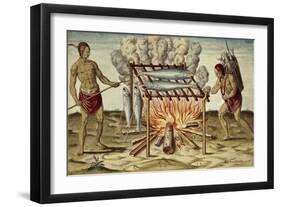 Taino Natives Cooking Fish-null-Framed Giclee Print