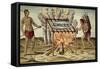 Taino Natives Cooking Fish-null-Framed Stretched Canvas