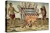 Taino Natives Cooking Fish-null-Stretched Canvas