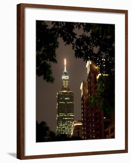 Taipei 101 at Night, Taipei, Taiwan, Asia-Charles Bowman-Framed Photographic Print