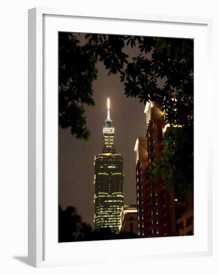 Taipei 101 at Night, Taipei, Taiwan, Asia-Charles Bowman-Framed Photographic Print