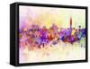 Taipei Skyline in Watercolor Background-paulrommer-Framed Stretched Canvas