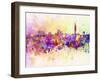 Taipei Skyline in Watercolor Background-paulrommer-Framed Art Print