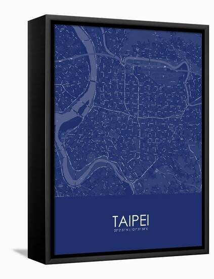 Taipei, Taiwan, Republic of China Blue Map-null-Framed Stretched Canvas