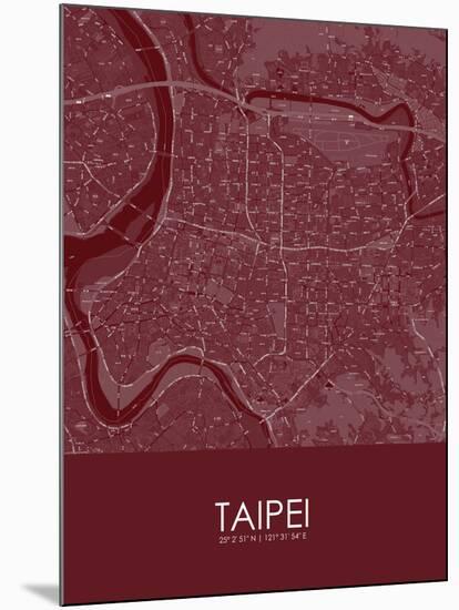 Taipei, Taiwan, Republic of China Red Map-null-Mounted Poster