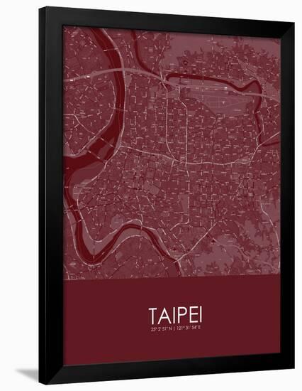 Taipei, Taiwan, Republic of China Red Map-null-Framed Poster