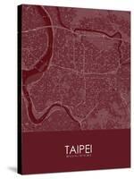 Taipei, Taiwan, Republic of China Red Map-null-Stretched Canvas