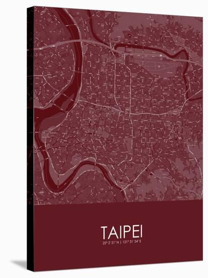 Taipei, Taiwan, Republic of China Red Map-null-Stretched Canvas