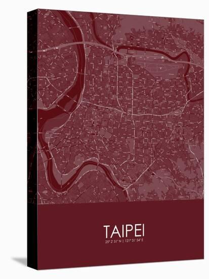 Taipei, Taiwan, Republic of China Red Map-null-Stretched Canvas