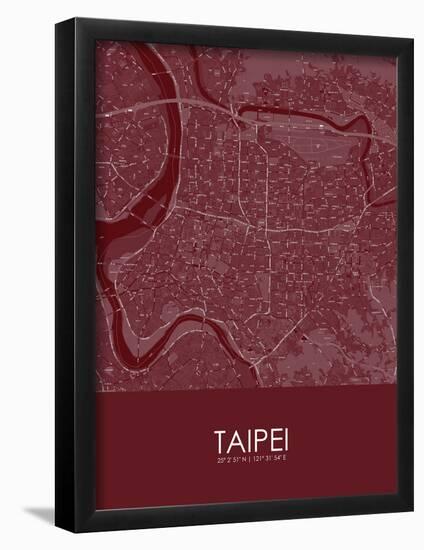 Taipei, Taiwan, Republic of China Red Map-null-Framed Poster